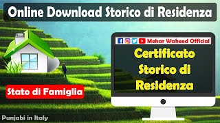 Certificato Storico di Residenza  Storico di Residenza Online  Stato di Famiglia Online in Punjabi [upl. by Rickie]