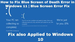 Windows 11  How to Fix Blue Screen of Death Error in Windows 11  Blue Screen Error Fix  BSOD [upl. by Llewol694]