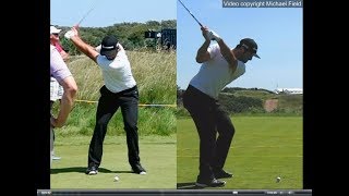 Jon Rahm golf swing  Long Iron faceon amp downtheline July 2017 [upl. by Ailam309]