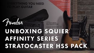 Unboxing The Squier Affinity HSS Stratocaster Pack  Fender [upl. by Enitnelav417]