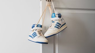 Adidas Forum 84 High OG quotWhite  Bluequot Review amp OnFeet [upl. by Colwin505]