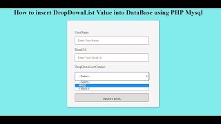 how to insert a dropdownlist value into database using PHP Mysql [upl. by Noteloc263]