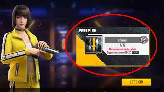 Free Fire Max Fix Nickname already exists problem solve [upl. by Drarrej]