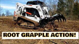 Clearing Land with a Grapple amp Bobcat T650 for future food plot for deer [upl. by Aven]