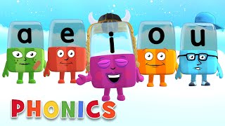 Phonics  Learn to Read  A E I O U  Learning Vowels  Alphablocks [upl. by Ocsecnarf]