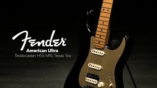 Fender American Ultra Stratocaster HSS MN Texas Tea  Gear4music demo [upl. by Freddi]