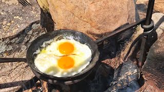 Forged skillet holder  Campfire cooking [upl. by Llerrac17]