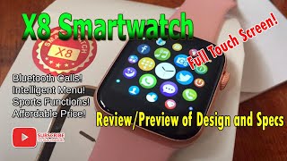 X8 Smartwatch Unboxing Review  Specs Menus and Features [upl. by Alda]