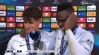 Kepa and Mendy do joint interview after inspired substitution leads Chelsea to Super Cup glory [upl. by Snashall]