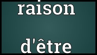 Raison dêtre Meaning [upl. by Keeton]