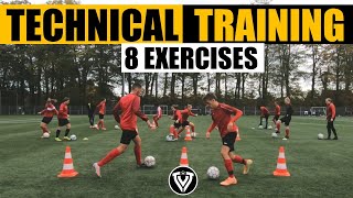 Technical Football Training  8 Soccer Exercises [upl. by Aklim47]