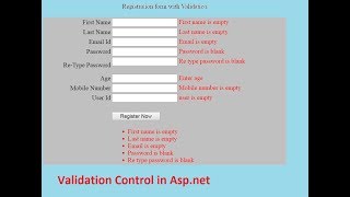 Form validation in aspnetValidation control [upl. by Cotter]