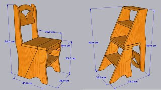 Como hacer una SILLA ESCALERA de madera sólida DIY Step Ladder Chair Easy [upl. by Colleen]