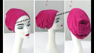 Fully Pleated Turban cap  DIY Turban Making [upl. by Brittaney520]