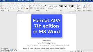 APA 7th edition in MS Word [upl. by Nibaj]