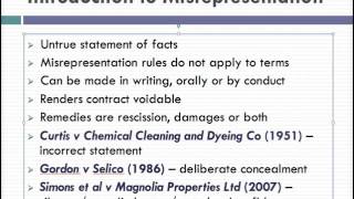 Misrepresentation Lecture 1 of 4 [upl. by Magna]