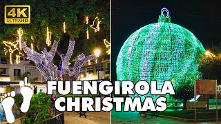 FUENGIROLA Spain Costa del Sol Christmas Lights December Winter at Night ► Walking Tour 4K ► [upl. by Prud168]