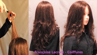 Coupe longue dégradée facile  Long layered haircut tutorial  Corte largo a capas [upl. by Hteboj]