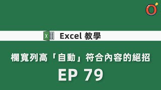 Excel 教學  欄寬列高「自動」符合內容的絕招 EP 79 [upl. by Orpah902]