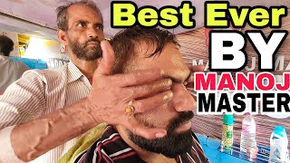 Manojmaster head massage Ear massage back massage Neck cracking  ASMR  Indianbarber Relaxing [upl. by Ayifa]