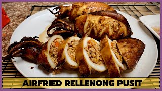 How to cook Rellenong Pusit with cheese using air fryer  Stuffed squid  Lutong bahay [upl. by Anoet]