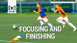 Football Soccer Drill for Kids  Focusing amp Finishing [upl. by Notxam281]