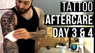 How To Treat A New Tattoo Healing ProcessAftercare DAY 3 amp 4 [upl. by Nosretep548]