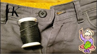 How To Sew A Button Onto Pants  DIY Easy To Follow Steps Life Hack [upl. by Reitman]