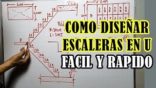 COMO DISEÑAR UNA ESCALERA EN U DE FORMA FÁCIL Y RÁPIDA [upl. by Anagrom]