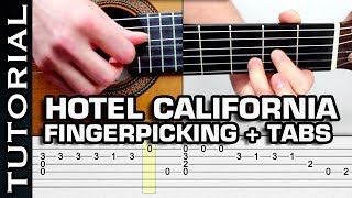 como tocar Hotel California FingerPicking  Clase Completa con tabs en guitarra acústica [upl. by Nisay870]