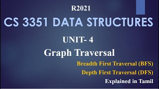 CS 3351 DATA STRUCTURES  UNIT 4 Graph Traversal Methods in Tamil [upl. by Oriole994]